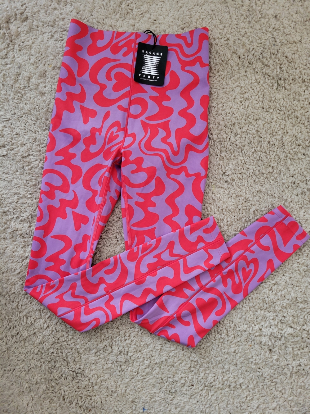 NWT Savage X Fenty Purple & Pink Swirl Leggings XS